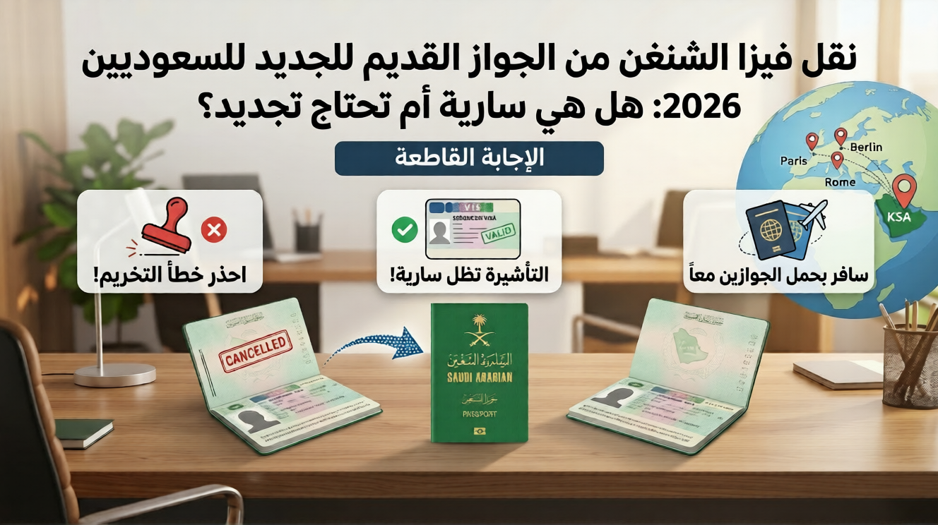 نقل فيزا الشنغن من الجواز القديم للجديد