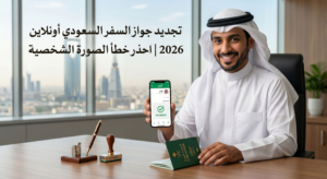 تجديد جواز السفر السعودي أونلاين 2026 | احذر خطأ الصورة