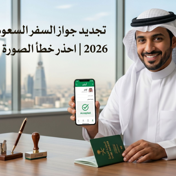 تجديد جواز السفر السعودي أونلاين 2026 | احذر خطأ الصورة