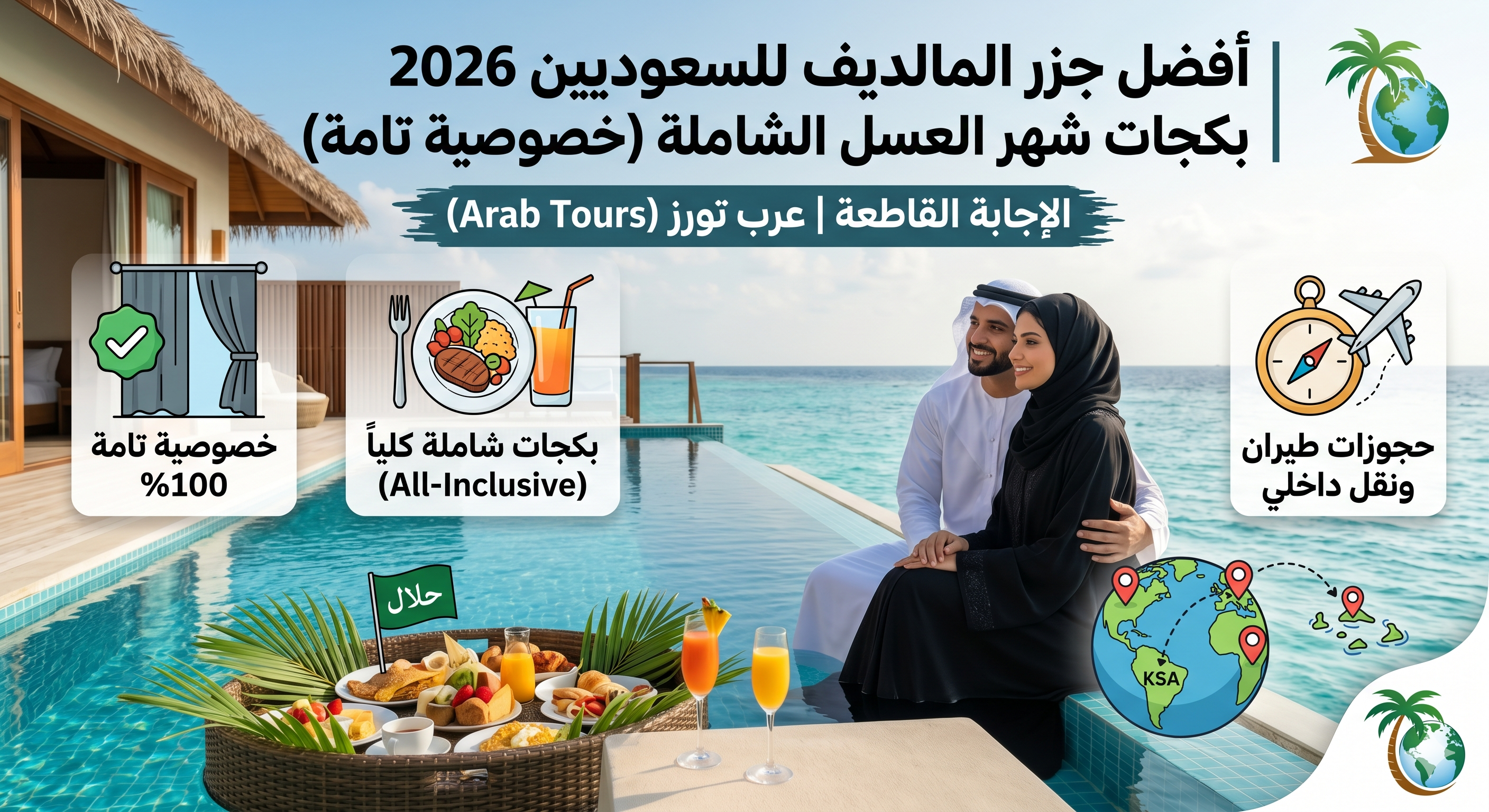 أفضل جزر المالديف للسعوديين 2026 | بكجات شهر عسل بخصوصية تامة